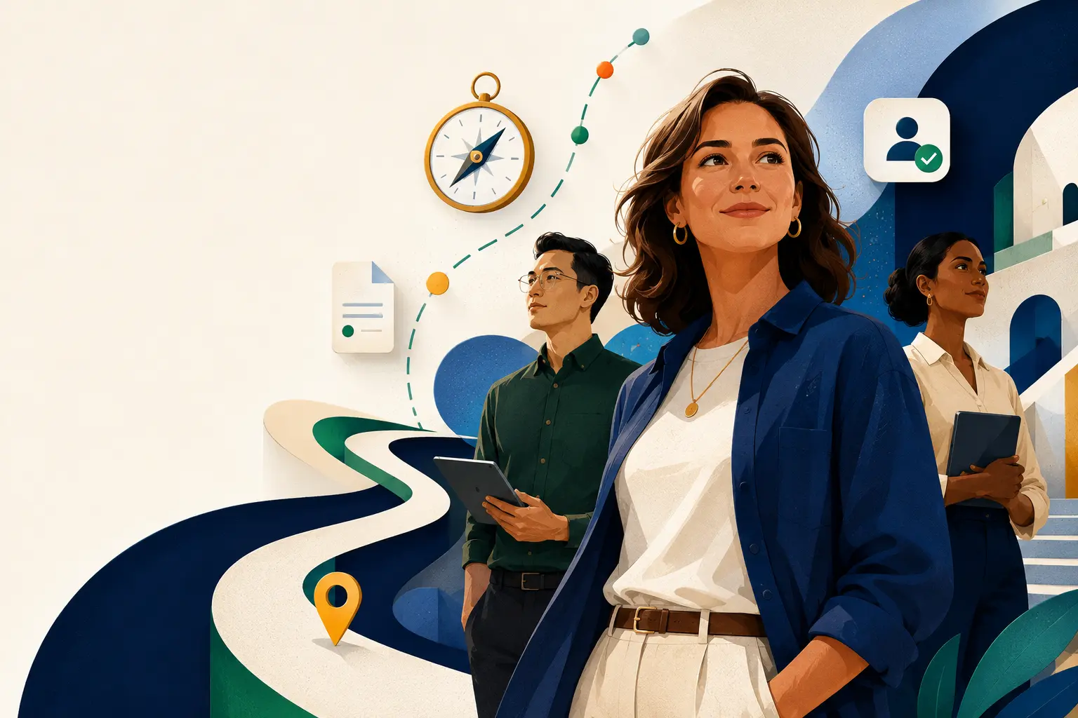 A group of job seekers navigating different capability-led career paths
